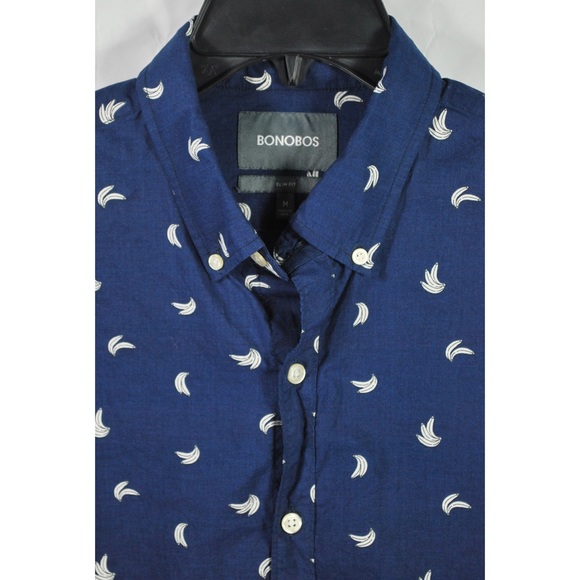 Bonobos Dark Blue Bananas Button Front Shirt - Picture 3 of 5